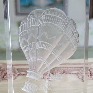 Vintage desk decor Hot Air Balloon Scene etched